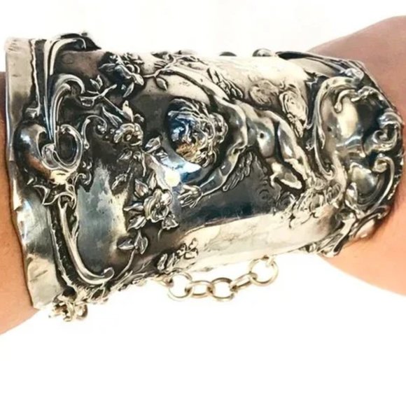 Antique Obsessions Other - Antique Art Nouveau Cherub Sterling Silver Bracer Mauser Rare 925 Gladiator